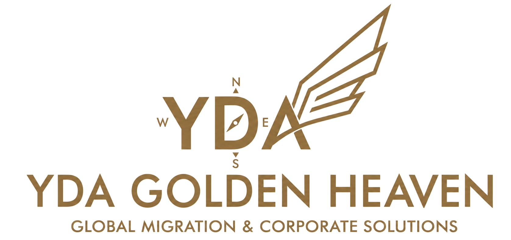 YDA GOLDEN HEAVEN GLOBAL MIGRATION & CORPORATE SOLUTIONS ŞEFFAF GOLD LOGO